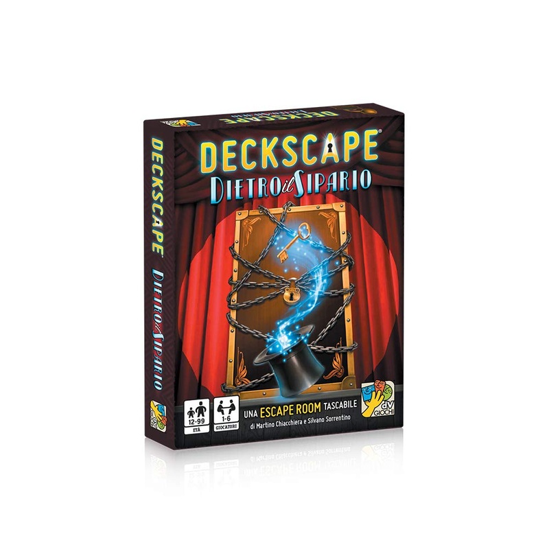 DV Giochi - DVG5703 Deckscape-Behind the Curtain-A Pocket Escape Room - Italian Edition, Multicoloured