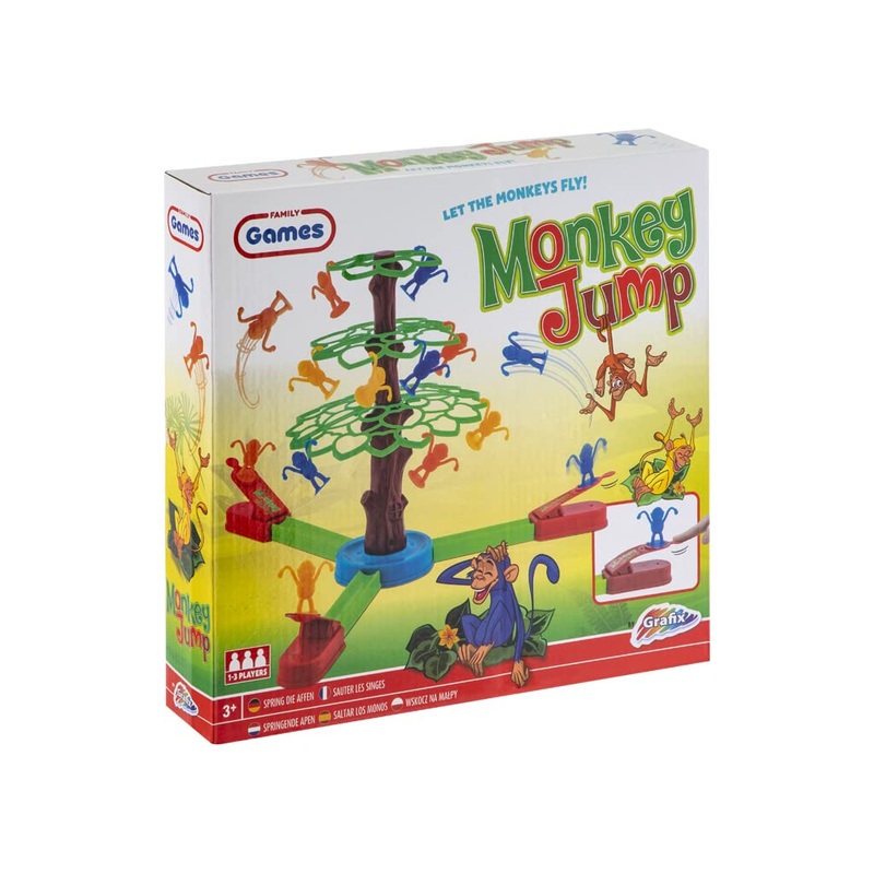 Grafix Monkey Spring! Children's Game for 1 to 3 Players, Colourful Skill Game for Children from 3 Years, Playfully Develop Sensitivity, Fun Party Fun for Children