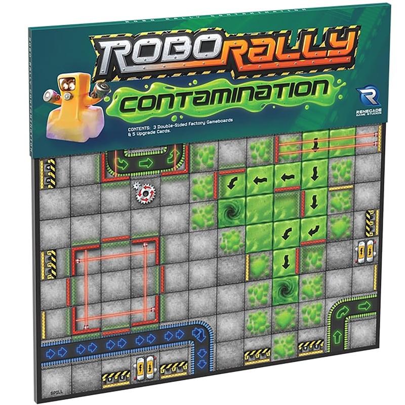 Renegade Game Studios: Robo Rally: Contamination Expansion - Racing Board Game, Trap Doors & Chop Shop Cards, Ages 12+, 2-6 Players, 45-90 mins