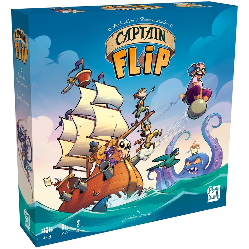 Captain Flip - Board Game, Play As a Pirate Captain, Recruit Crew, Collect Coins, Family-Friendly Pirate Theme, Ages 8+, 2-5 Players, 20 Min