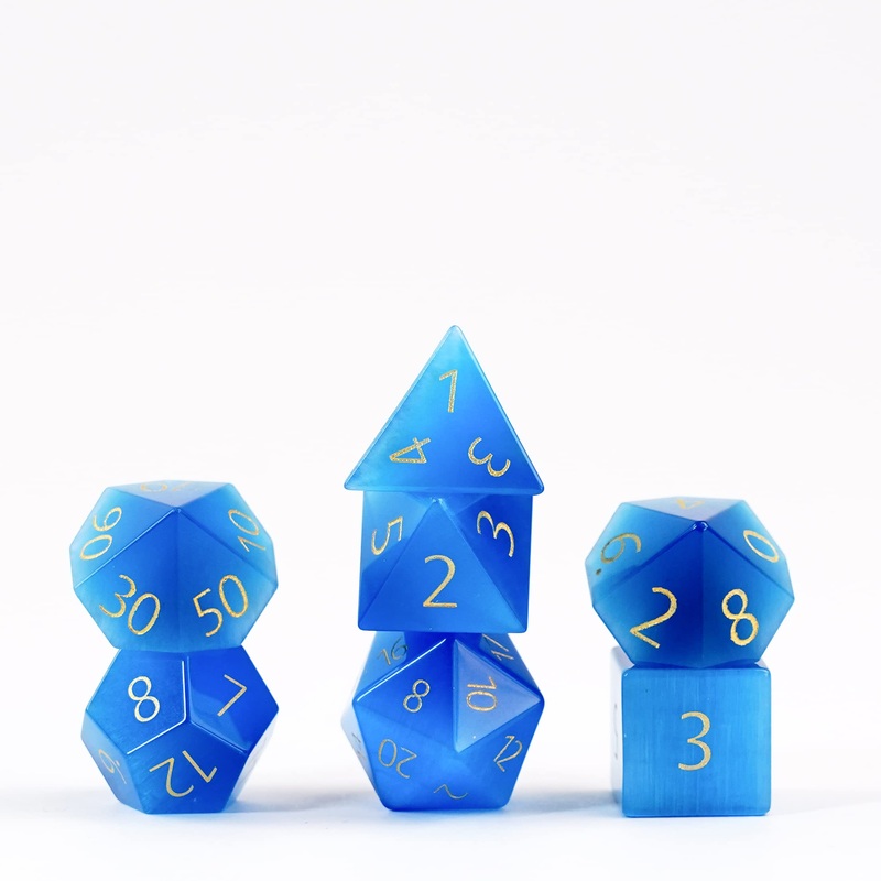 Metallic Dice Games 16mm Gemstone Stone Poly Dice Set: