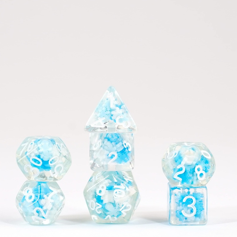 Metallic Dice Games 16mm Resin Poly DND Dice Set: Snowflake Dice, Role Playing Game Dice for Dungeons and Dragons