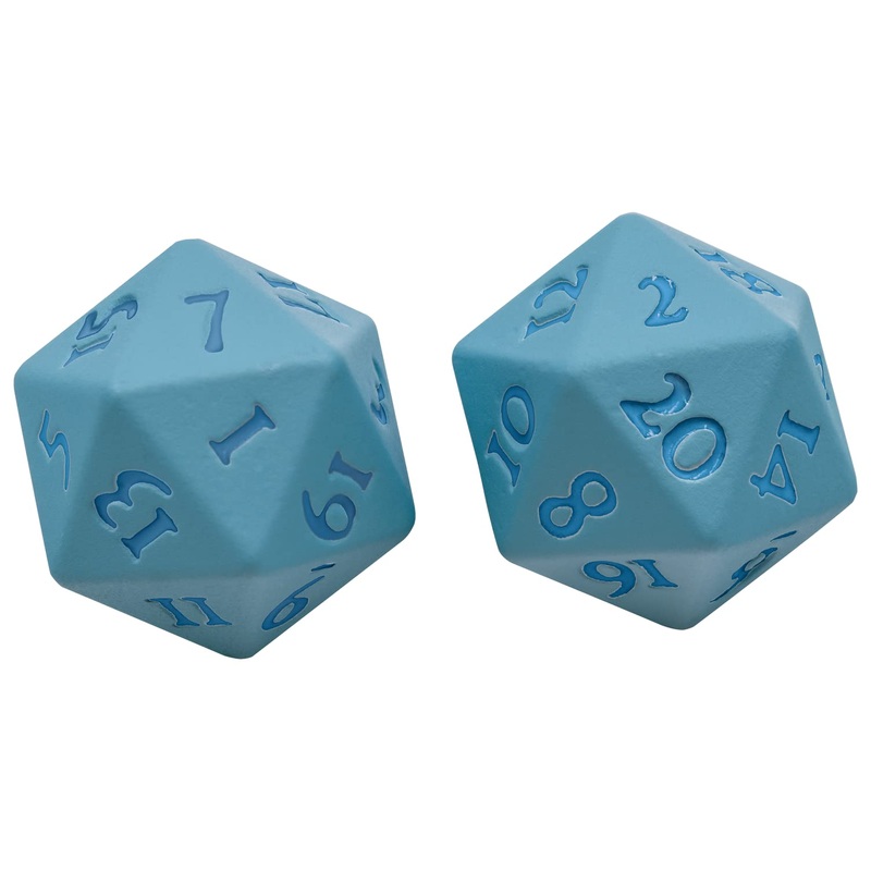Ultra PRO - Vivid Heavy Metal Dice Set Light Blue 2ct - Up Your Gaming 20 Sided Dice, Role Playing Games, Matte Finish