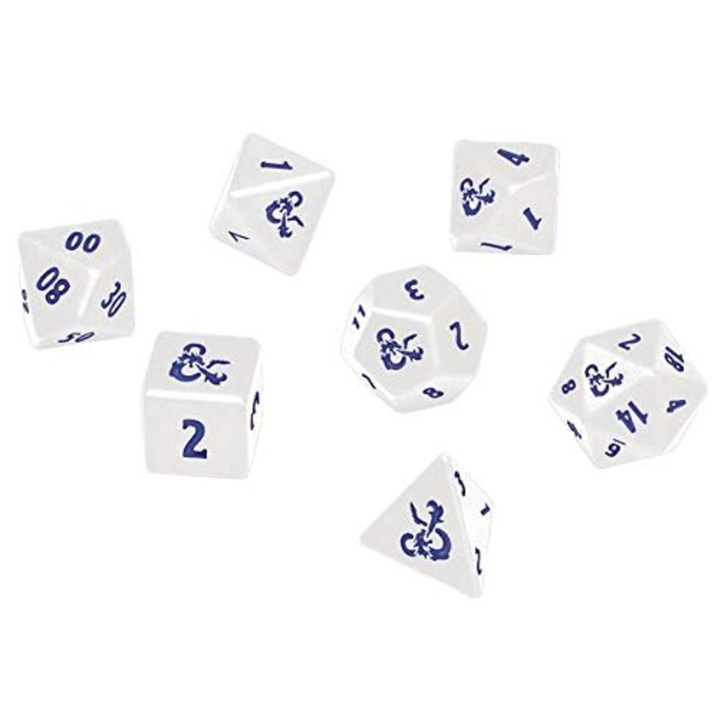 UP D&D RPG Icewind Dale: Heavy Metal Poly White and Blue Dice Set, E-18355