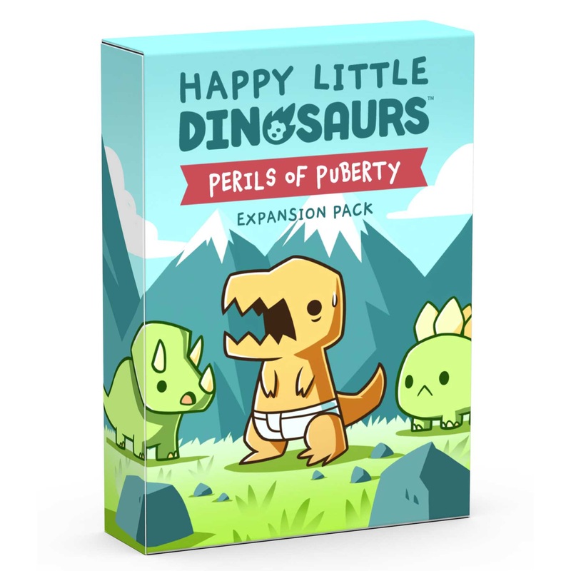 TeeTurtle , Happy Little Dinosaurs: Perils of Puberty Expansion, Board Game, Ages 8+, 2-4 Players, 30-60 Minutes Playing Time