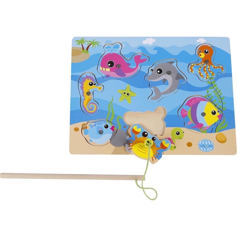 angling game sea creatures junior 30 cm wood blue 9-piece