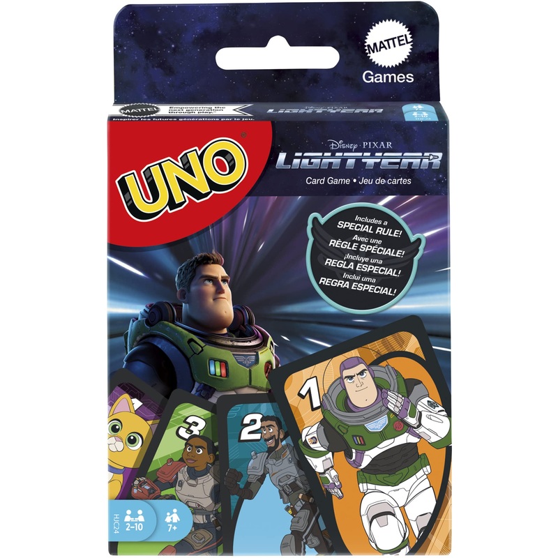 Disney Buzz LightYear UNO Card Game with Movie-Themed Space Ranger Deck and Special Rule, 7 Years and up