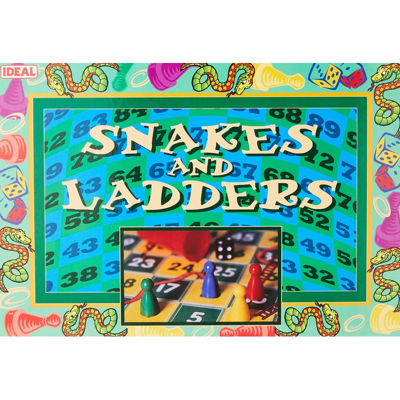 IDEAL | Snakes and Ladders: traditional board game | Classic Board Games | For 2-4 Players | Ages 3+, Nylon/a