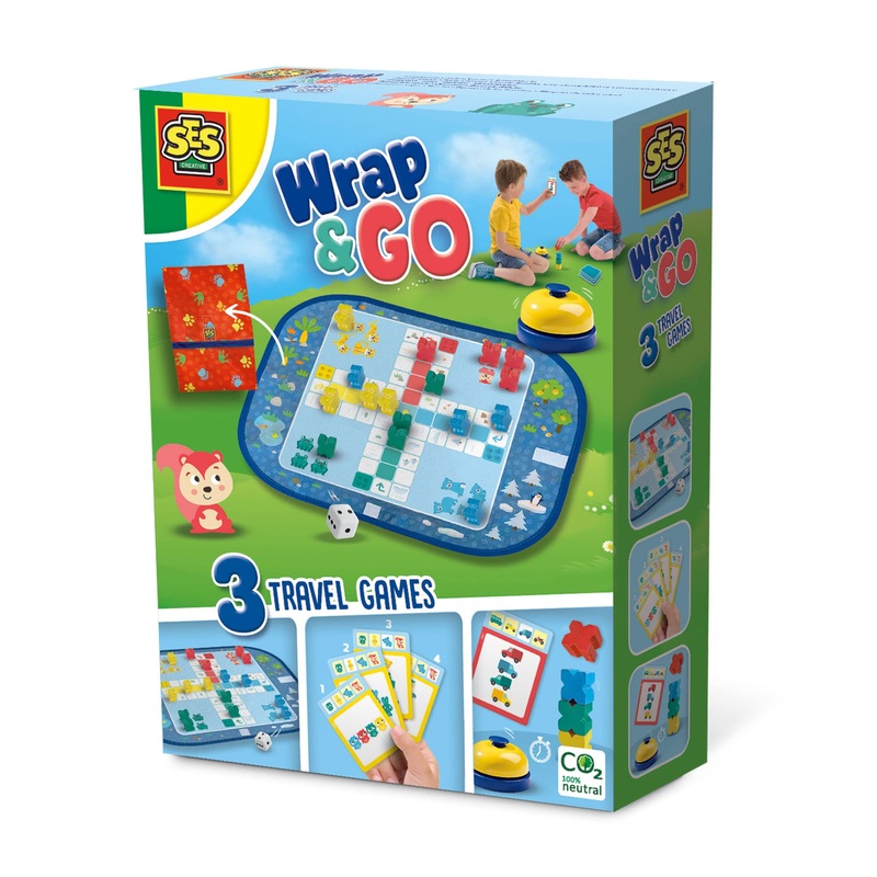 SES Creative-& Go-Ludo-quartett-rasende Wrap&Go Viajar-Parchs-El Juego de Las familias-Bloques de Velocidad (02236