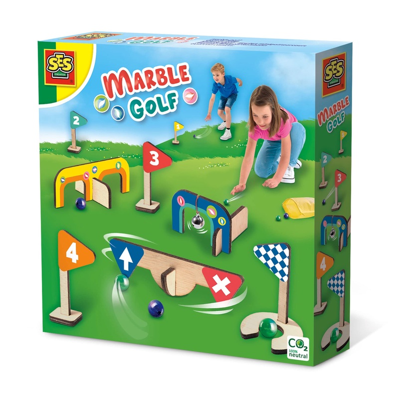 SES Creative- Golf con canicas - Campo de minigolf de Madera (02302