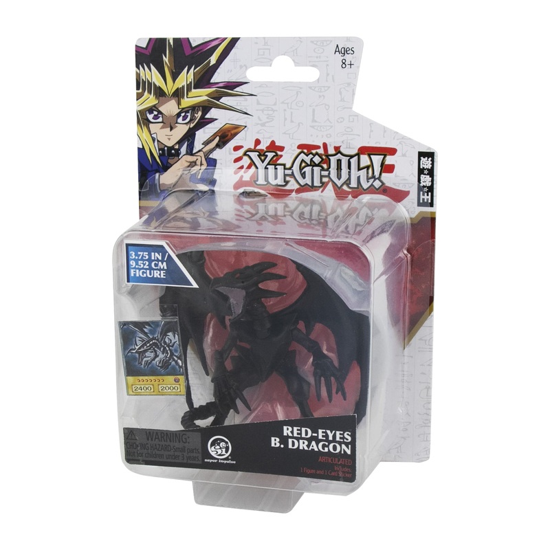 Super Impulse Yu-Gi-Oh Figuras articuladas de 3.75 Pulgadas Altamente detalladas. con Tarjeta Adhesiva Exclusiva de Micro Anime. Micro Figura de dragn Negro de Ojos Rojos.