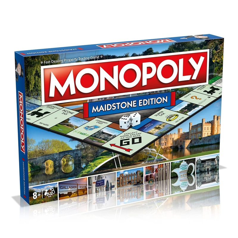 Winning Moves Maidstone Monopoly Board Game, Advance to Yalding Bridge, Teapot Island and the Hazlitt Theatre, 26 players makes a great gift for players aged 8 plus