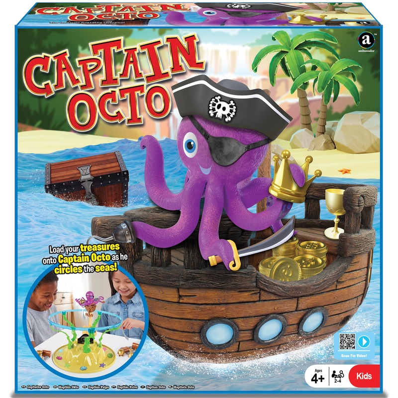 Ambassador Games: Captain Octo - Strategiespel voor kinderen, Wobbling Boat Challenge, Piraat & Treasure Thema, Stapelen & Balans, Leeftijd 4+, 2-4 Spelers
