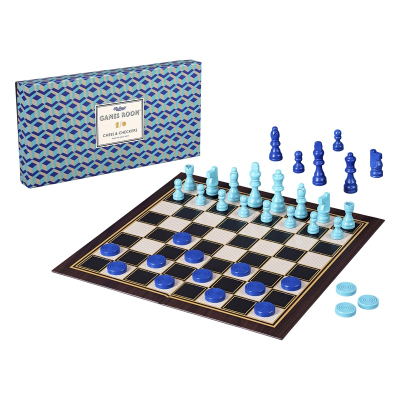 Ridleys Classic 2-in-1 Chess and Checkers Set  Folding Family Board Games, Includes all Chess and Checkers Pieces, Ideal for Ages 8+  Great Gift Idea