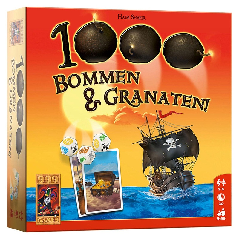 999 Games - 1000 Bombs & Grenades! Dice game - from 8 years - One of the best games of 2018 - Haim Shafir - Push your luck - for 2 to 5 players - 999-DUI01