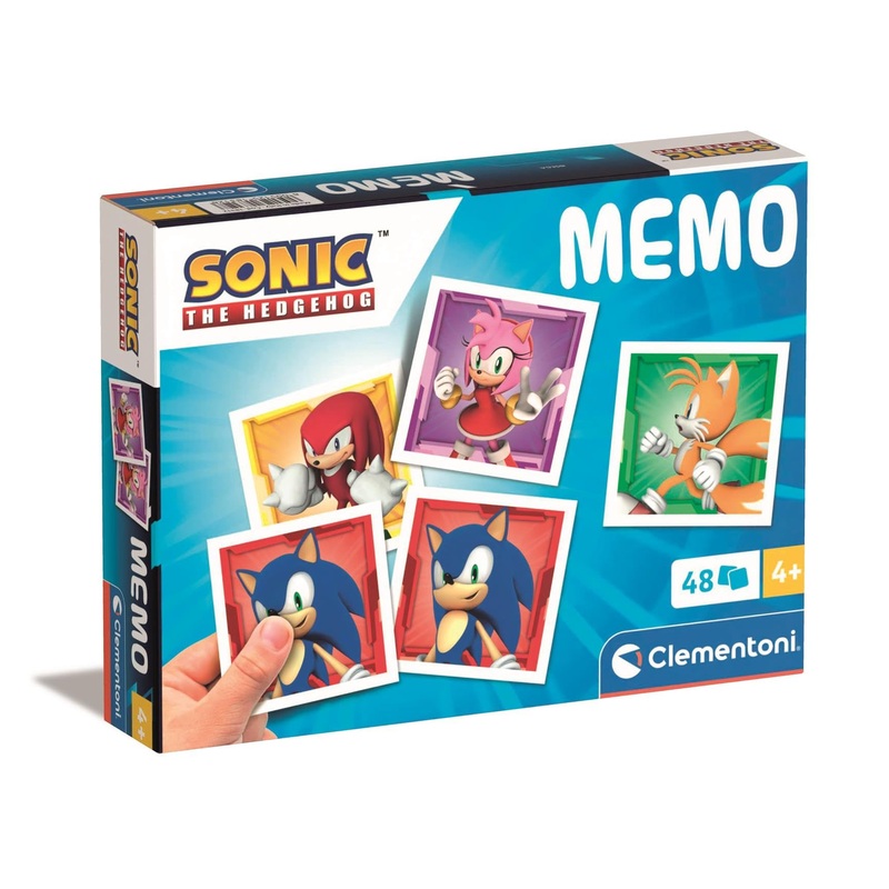 Clementoni Educational Game Memo Pocket Sonic 48 Tiles - Game For Children 3-5 Years, Flash Card Games, Learning Logical Thinking, 2 Players, Gift For Boy/Girl, Cartoon, Made In Italy, 18312