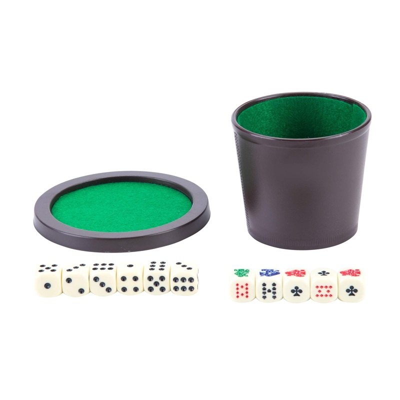 Engelhart Dice Cup Shaker with lid double dices set games 5 dices 18mm for Poker liars + 6 dices