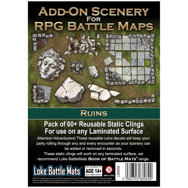 Loke Battlemats LBM-058 Add On Scenery for RPG Maps Ruins Battlemat, Multicolour