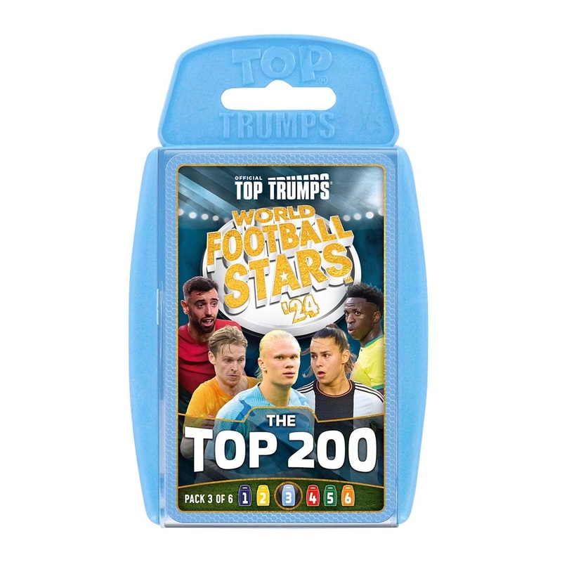 Top Trumps World Football Stars Top 200 - Juego de cartas 3, juega con Haaland, Benzema, Otamendi y Navas, regalo educativo para mayores de 6 aos