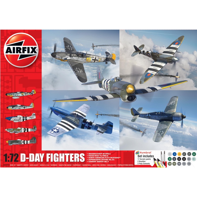 Airfix A50192 D-Day Fighters Gift Set, Craft Kit, 1/72 Scale Plastic Model Plane Kits for Adults to Build - Aeroplane Gifts for Men