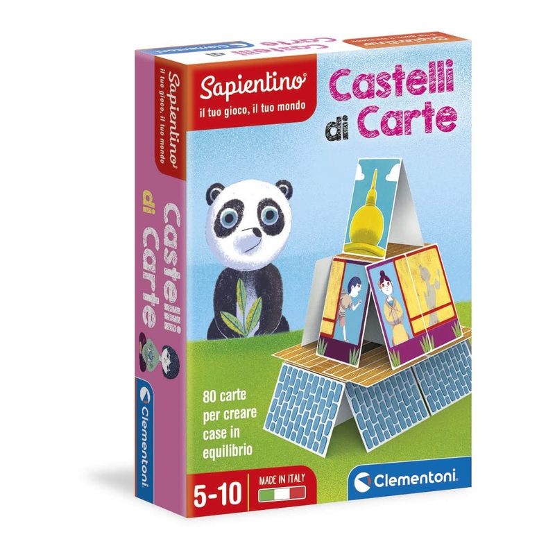 Clementoni 16241, Sapientino, Castelli di Carte, Educational Game 6 Years with Illustrated Tiles, Children's Playing Cards to Create Balanced Castles, Made in Italy