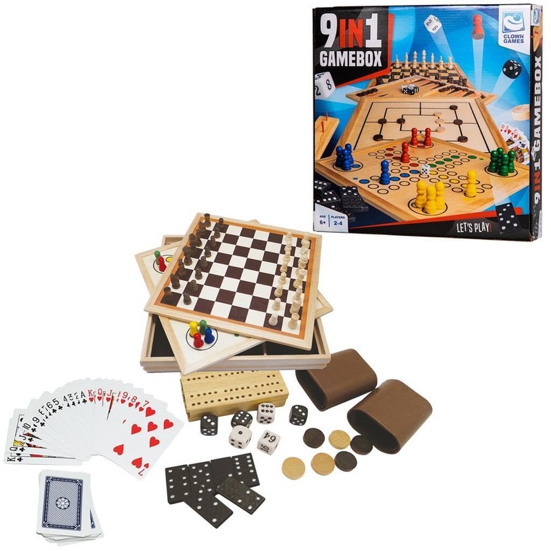 Clown Games - Clown Games 9-in-1 speelbox van hout  1 teller