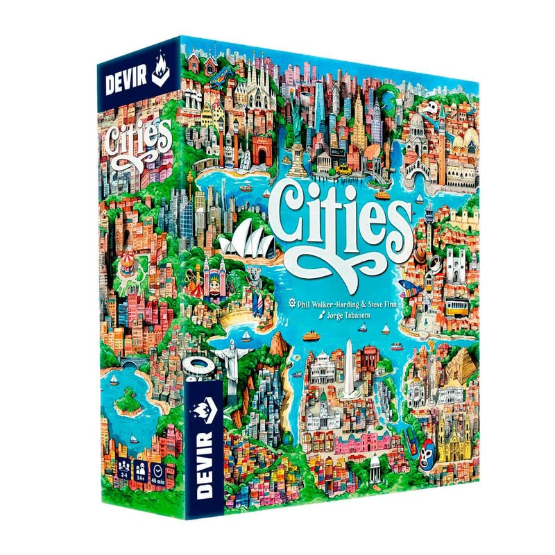 DEVIR - Cities- Action and Resource City-Building Game - Competitive and Strategic Board Games for Adults and Kids - 2 to 4 Players, For Ages 10+