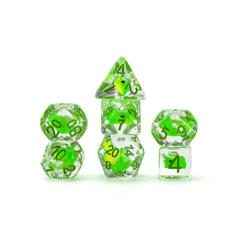 FanRoll by Metallic Dice Games Dragon StormTM Inclusion Resin Dice Set: Green Dragon