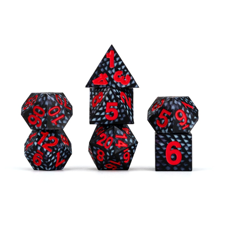 FanRoll by Metallic Dice Games, set di dadi in silicone Dragon StormTM, motivo: scaglie di drago nero