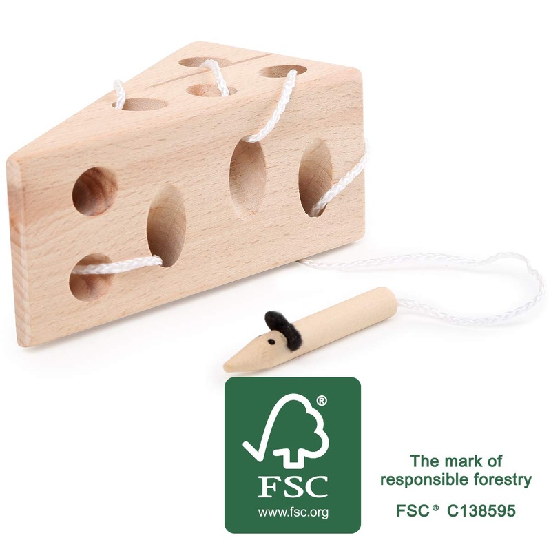 Small Foot 11053 Cat and Mouse wooden threading game, FSC 100%-certified, for children aged 3 years and up Toys, Multicolored