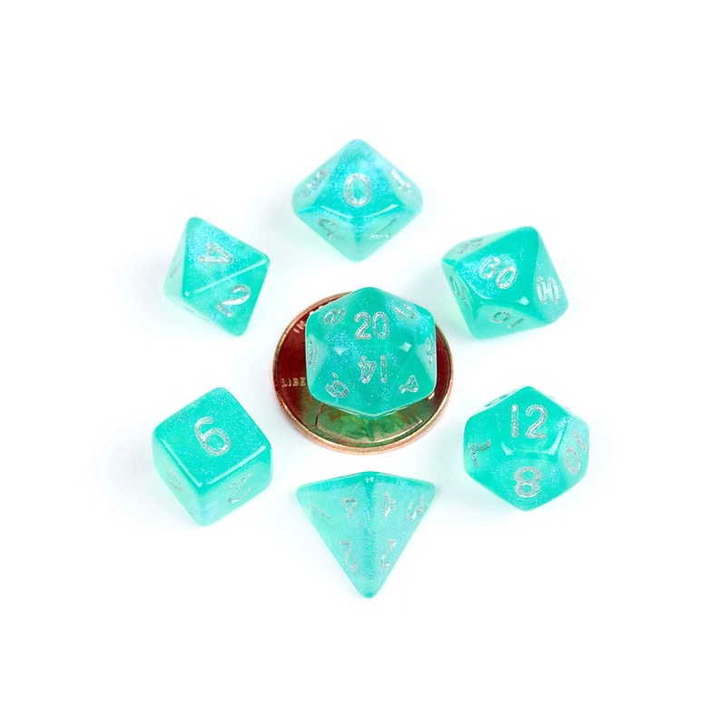 Stardust Turchese - Set di mini dadi in poli da 10 mm