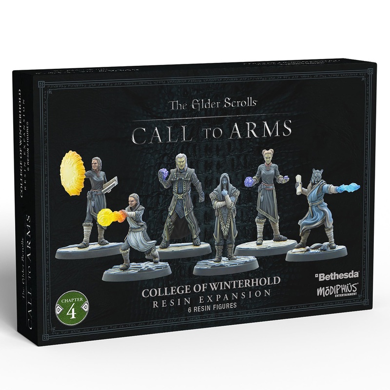 Modiphius: The Elder Scrolls: Call to Arms: College of Winterhold - 6 Figure Resin Expansion, Chapter 4, Unpainted, 32mm Miniatures, Scenic Bases, RPG