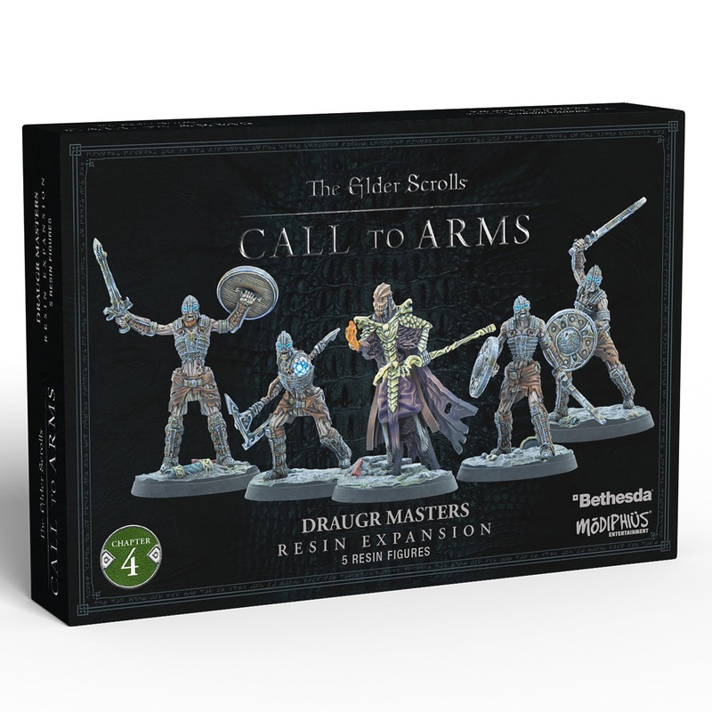 Modiphius: The Elder Scrolls: Call to Arms: Draugr Masters - 5 Figure Resin Expansion, Chapter 4, Unpainted, 32mm Miniatures with Scenic Bases, RPG