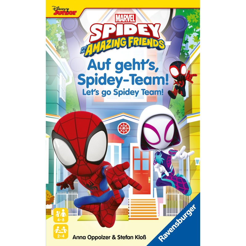Ravensburger 22594 Spidey and his Amazing Friends - Auf geht's, Spidey-Team! - Mitbringspiel fr 2-4 Spieler ab 4 Jahren in dem Spidey und seine heldenhaften Super-Freunde um die Wette klettern