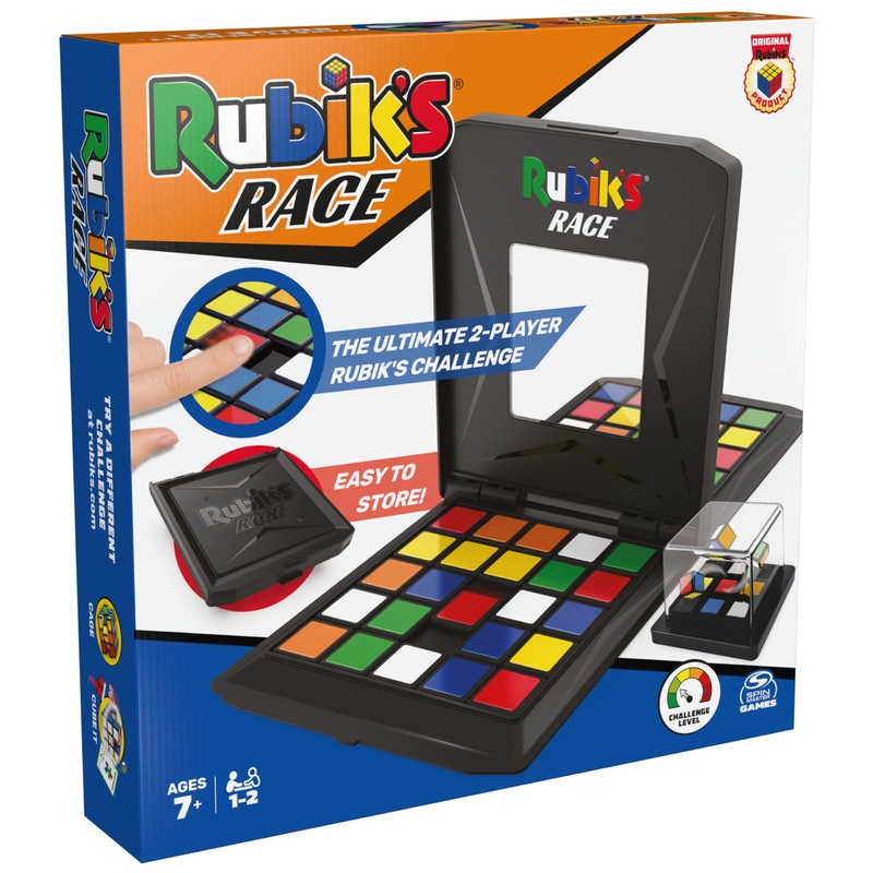 Rubiks Race Classic Fast-Paced Strategy Sequence Board Game, Ultimate Face to Face Two-Player Game