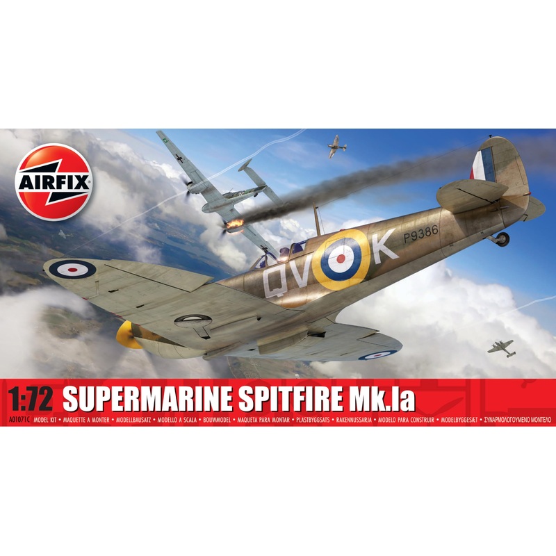 Airfix A01071C Classic Set-A01071C Supermarine Spitfire Mk.Ia Building Plastic Plane Kits for Adults & Children Aged 8+, Set Includes Sprues & Decals-1:72 Scale Model