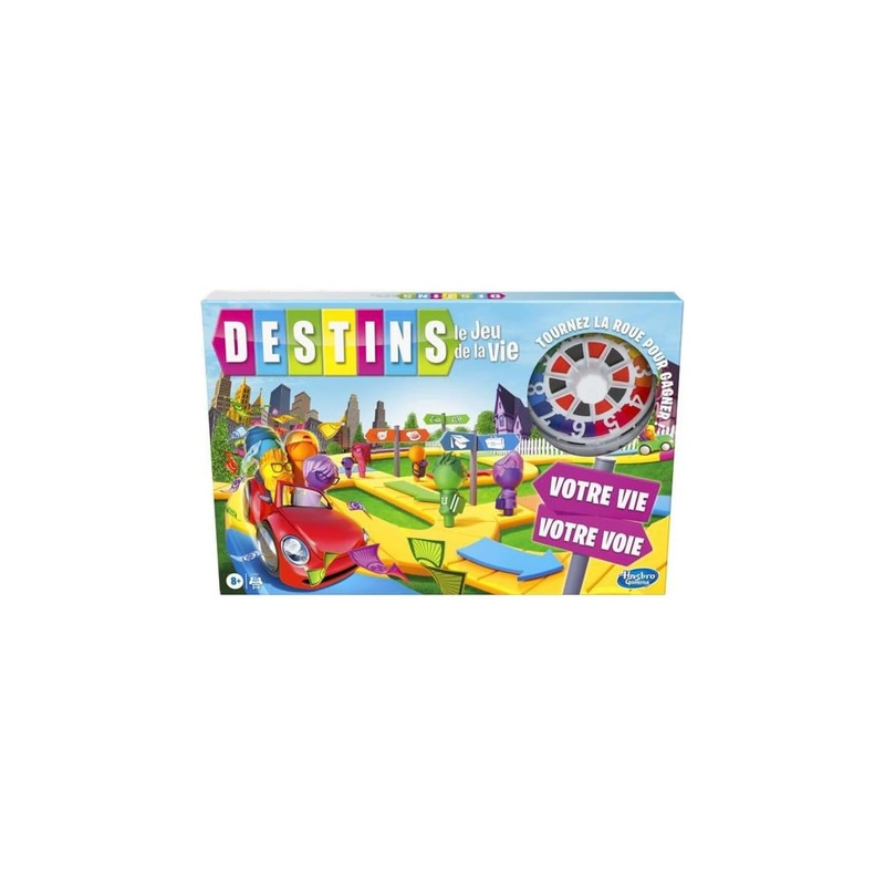 Destins Le jeu de la vie - Jeu de plateau pour la famille - 2 a 4 joueurs - pour enfants - des 8 ans - avec pions colors