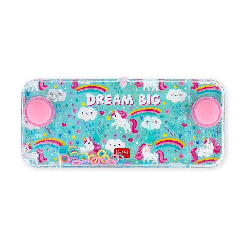 Legami - Mini Juego de Agua con Anillos, sin Pilas, porttil, 15,2 x 7 cm, Tema Unicorn