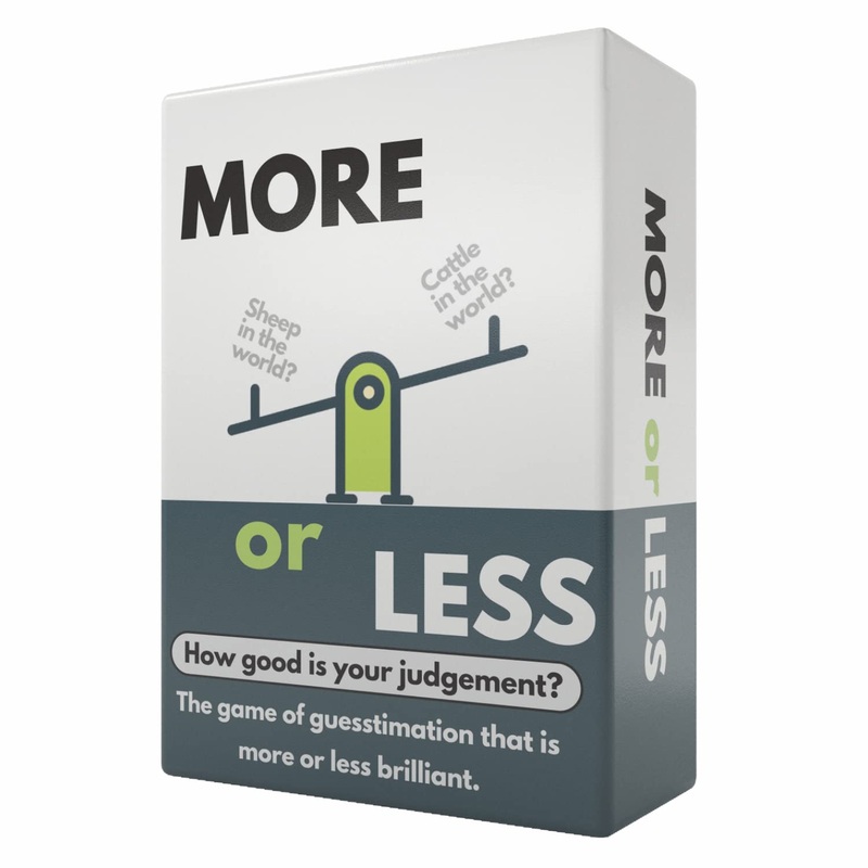 More or Less Original Edition Card Game - How Good Is Your Judgement? 2 Players + | Fun Family Party Games for Adults &Kids Birthday, Travel, Gift for Boys and Girls
