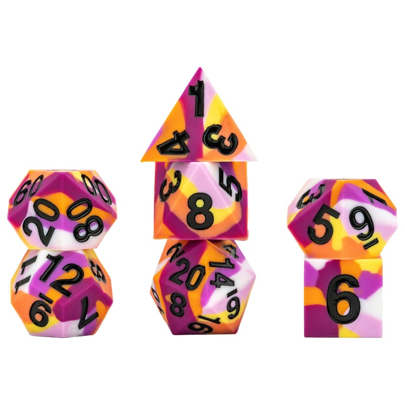 FanRoll by Metallic Dice Games 16mm Pride Sharp Edge Silicone Rubber Poly Dice Set: Lesbian