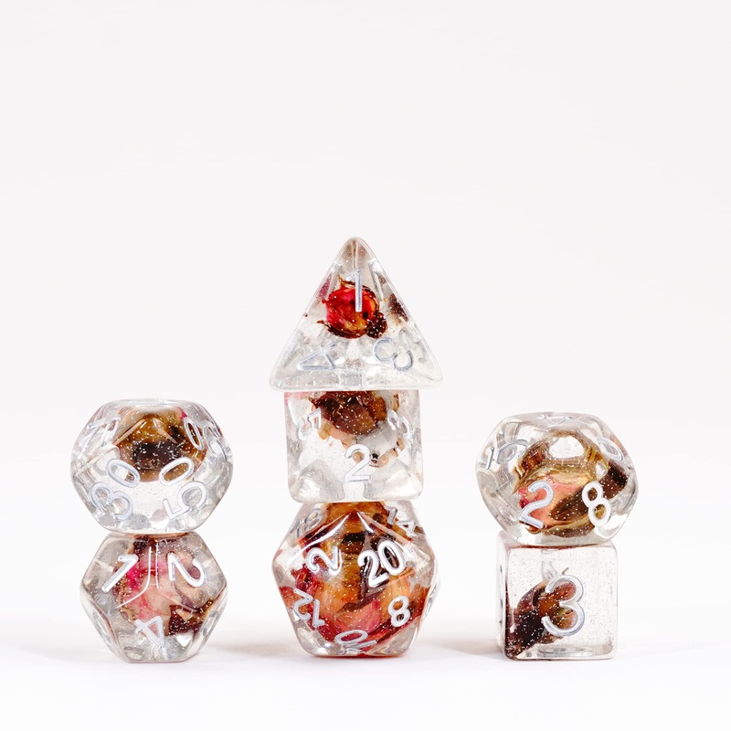 FanRoll by Metallic Dice Games 16mm Resin Poly DND Dice Set: Rose Dice, Role Playing Game Dice for Dungeons and Dragons