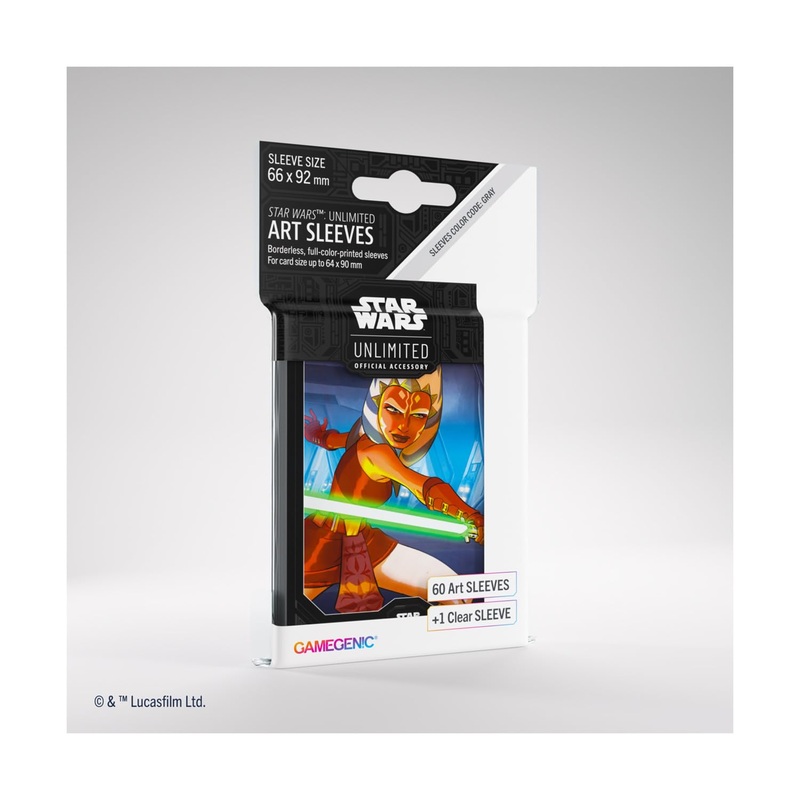 Gamegenic Wars Art Sleeves Ahsoka Tano | Pack de 60 Ilustradas con Diseo Oficial y 1 Funda Transparente | Optimizado para Star Was Unlimited y Otros LCGs y TCGs, Multicolor (Asmodee GGS15059ML