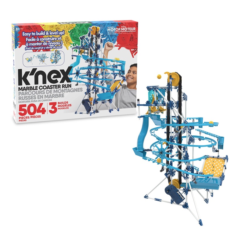 K'Nex - Juego de construccin de 3 modelos de carrera de mrmol (motorizado) | Ms de 350 piezas, juguete educativo de aprendizaje STEM para nios, construccin de ingeniera para nios, nios y nias