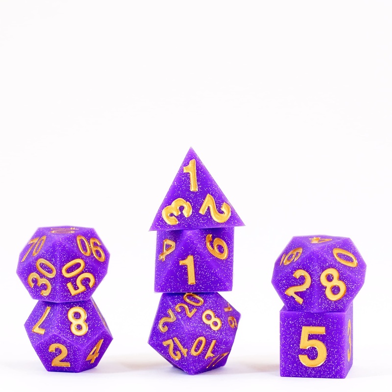 Metallic Dice Games 16mm Sharp Edge Silicone Rubber Poly DND Dice Set: Regal Ricochet, Role Playing Game Dice for Dungeons and Dragons