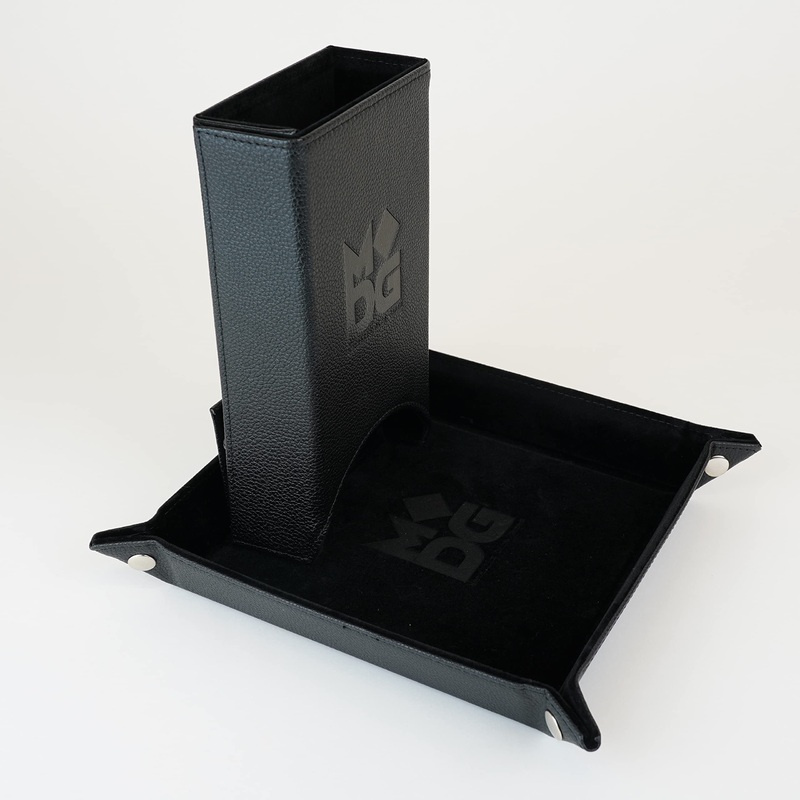 Metallic Dice Games Fold Up Dice Tower: Black, Role Playing Game Dice Accessories for Dungeons and Dragons