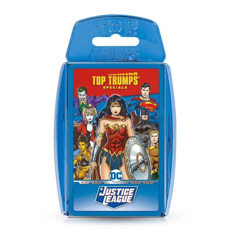 Top Trumps Juego de Cartas Especiales de la Liga de la Justicia, Juega con superhroes y Villanos, Incluyendo Batman, Superman, Wonder Woman, Joker, Poison Ivy y Catwoman, Regalo y Juguete para nios