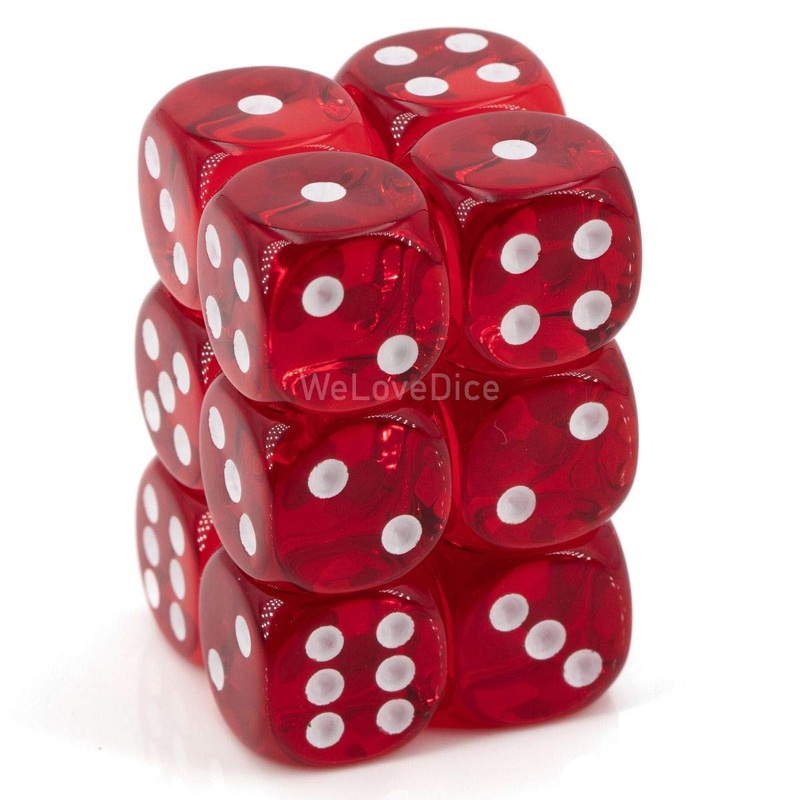 Chessex Says: CHX23604 D6 16mm Translucent Red/White (12