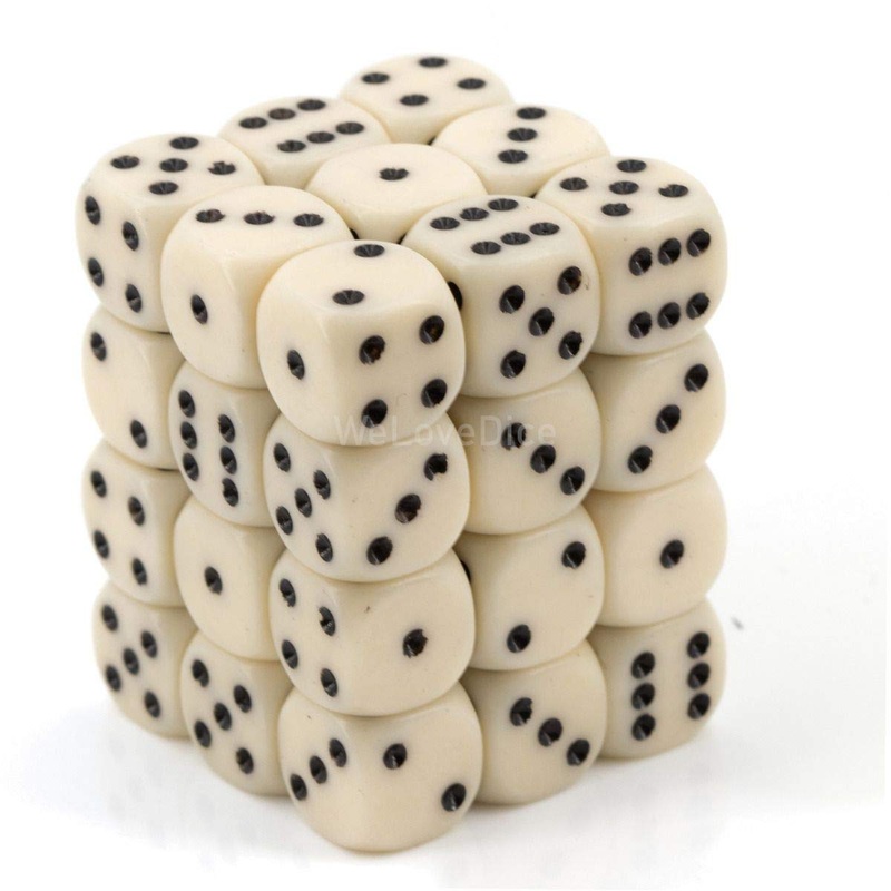 Chessex Says: CHX25800 D6 Opaque Ivory/Black (36