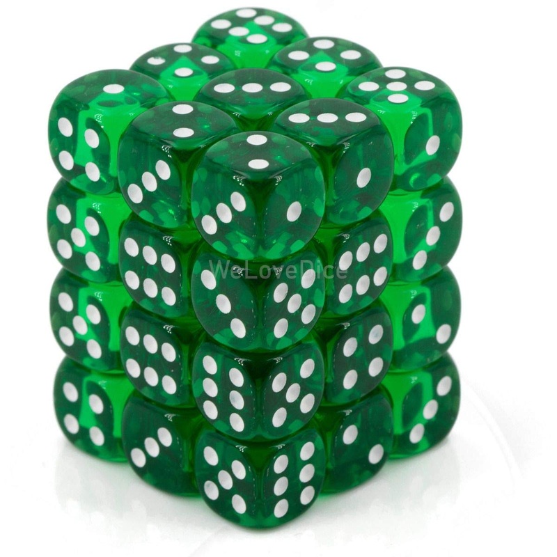 Chessex Says: D6 CHX23805 12mm Translucent Green/White (36
