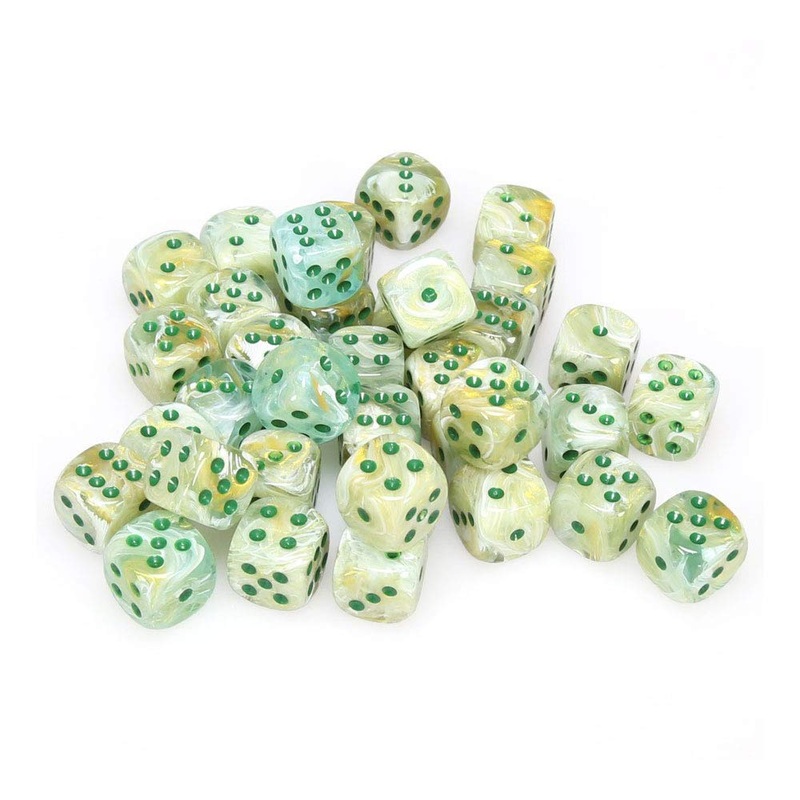 DND Dice Set-Chessex D&D Dice-12mm Marble Green and Dark Green Plastic Polyhedral Dice Set-Dungeons and Dragons Dice Includes 36 Dice  D6, Various (CHX27809